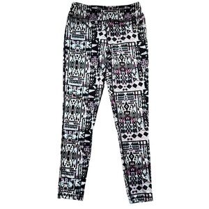 Essenza Pink and Black Patterned Stretchy Leggings Women’s M Athleisure